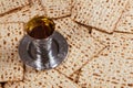 Pesach Passover symbols of great Jewish holiday. Traditional matzoh