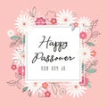 Pesah celebration concept , jewish Passover holiday. Greeting card spring flowers. vector illustration