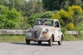 FIAT 500 B `TOPOLINO` 1948 on an old racing car in rally Mille Miglia 2018 the famous italian historical race 1927-1957