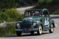 FIAT 500 C `TOPOLINO` BELVEDERE 1951 on an old racing car in rally Mille Miglia 2018 the famous italian historical race 1927-1957 Royalty Free Stock Photo