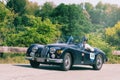 JAGUAR XK140 OTS 1954 on an old racing car in rally Mille Miglia 2018 the famous italian historical race 1927-1957