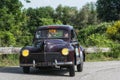 PESARO COLLE SAN BARTOLO, ITALY - MAY 17 - 2018: PEUGEOT 203 1949 old racing car in Mille Miglia rally 2018 the famous italian his