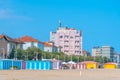 Pesaro, Italy, September 30, 2021: Colourful changing rooms on a