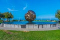 Pesaro, Italy, September 29, 2021: Giant sphere of A. Pomodoro in Pesaro