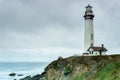 Pescadero, CA / United States - Aug 19, 2019: a landscape view of the Pigeon Point Lighthouse