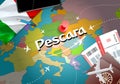 Pescara city travel and tourism destination concept. Italy flag