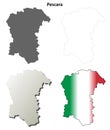 Pescara blank detailed outline map set