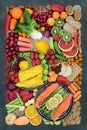 Large Collection of Pescatarian Healthy Diet Food Royalty Free Stock Photo