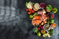 Pescetarian diet plan ingredients Royalty Free Stock Photo