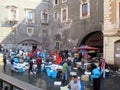 Pescheria Market in the city of Catania Sicily Italy