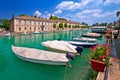 Peschiera del Garda colorful harbor and boats view Royalty Free Stock Photo