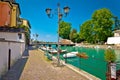 Peschiera del Garda colorful harbor and boats view Royalty Free Stock Photo