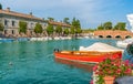 Scenic sight in Peschiera del Garda, village on Lake Garda, in the Province of Verona, Veneto, Italy. Royalty Free Stock Photo