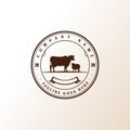 Vintage Retro Angus Cow Bull Lamb Cattle Livestock Farm Logo Design Vector