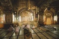 Muslim Sleeping and Praying men inside Mahabat Khan Mosque in Peshawar Royalty Free Stock Photo