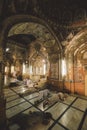 Muslim Sleeping and Praying men inside Mahabat Khan Mosque in Peshawar Royalty Free Stock Photo