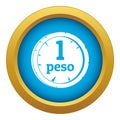 Peso icon blue vector isolated