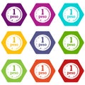 Peso icon set color hexahedron