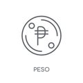 Peso linear icon. Modern outline Peso logo concept on white back