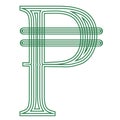 Peso Philippines, Cuba, Colombia currency symbol icon striped vector illustration