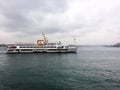 Pessenger ship going on Istanbul bosphorus sea. 16.March.2017 Royalty Free Stock Photo