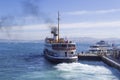 Pessenger ship on pier at Istanbul bosphorus sea