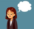 Sad Woman with Thinking Bubble Vector Cartoon Illustration