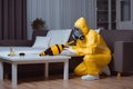 pesticide termite cockroach uniform pest insect exterminator sofa control kill. Generative AI.