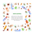 Pest Control Banner Template with Space for Text with Harmful Insects and Insecticides Vector Illustration Royalty Free Stock Photo
