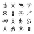 Pest Control Black White Icons Set