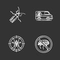 Pest control chalk icons set