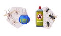 Pest Control with Chemical in Bottle and Mosquito Vector Set