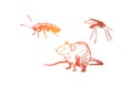 Pest, control, cockroach, insect, bug concept. Hand drawn isolated vector.