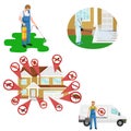 Pest control concept with insects exterminator silhouette flat vector illustration Royalty Free Stock Photo