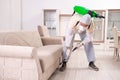 The pest control contractor working in the flat Royalty Free Stock Photo