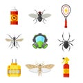 Pest control flat icon set Royalty Free Stock Photo