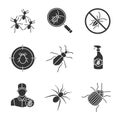 Pest control glyph icons set