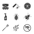 Pest control glyph icons set