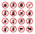 Pest control. Harmful insects and rodents set icons. Vector illustration Royalty Free Stock Photo