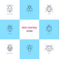 Pest control icon set in linear style. Royalty Free Stock Photo