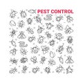 Pest control icon set in linear style. Royalty Free Stock Photo