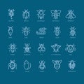 Pest control icon set in linear style. Royalty Free Stock Photo