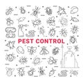 Pest control icon set in linear style.