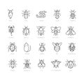 Pest control icon set in linear style.