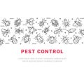 Pest control icon set in linear style. Royalty Free Stock Photo