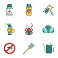 Pest control icons set, cartoon style Royalty Free Stock Photo