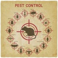 Pest Control icons set on red target vintage background Royalty Free Stock Photo