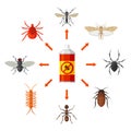 Pest control with insecticide vector illustration