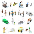 Pest Control Isometric Icons