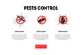 Pest Control Landing Page Template, Harmful Insects Warning Signs Vector Illustration